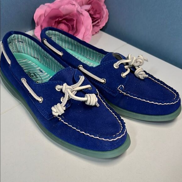 NWOT Sperry Too-Sider Blue Suede Boat Shoes Women's Size 8M - Picture 7 of 7